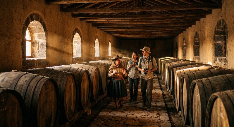 Fachada colonial de la Bodega Manchego en Moquegua, Peru